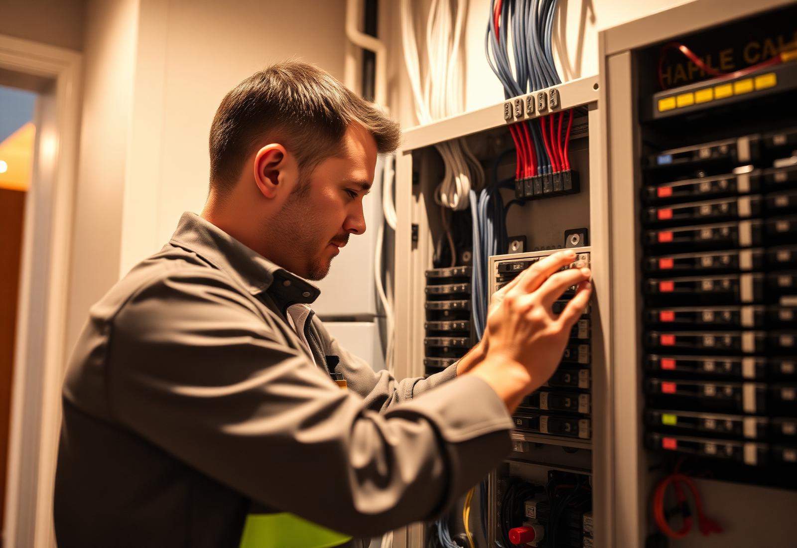 Coho Electric electrician working on residential panel